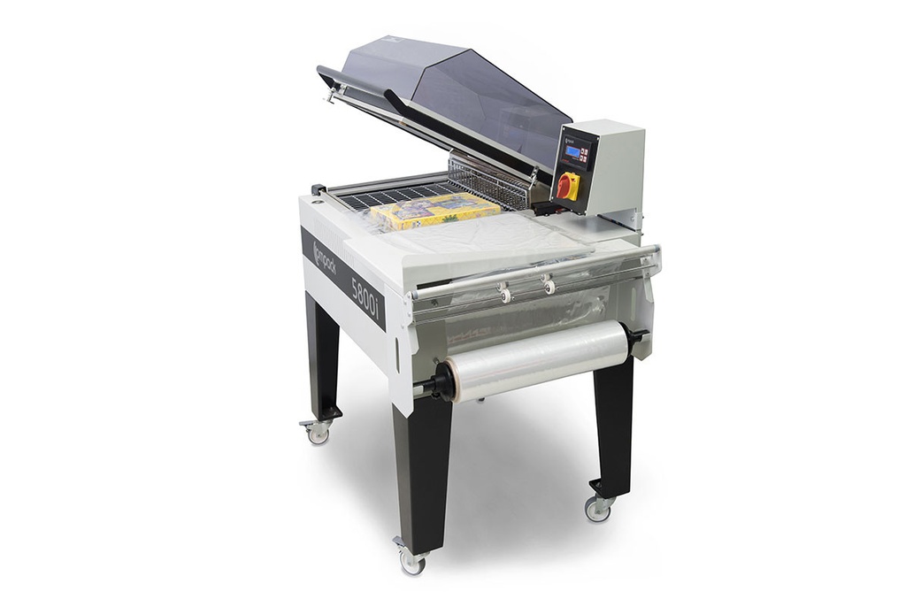 COMPACK 5800I SHRINK PACKAGING MACHINE w/MAGNETIC HOLD DOWN & DIGITAL TIMER