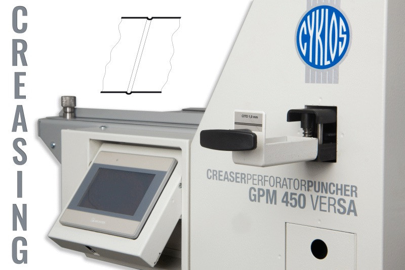 CREASING - PERFORATING MACHINE GPM VERSA, 110 VOLT, METRIC SETTINGS