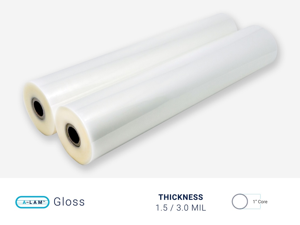 A-LAM GLOSS PREMIUM SCHOOL LAMINATE 1" CORE - CPI (2 ROLLS/PACK)