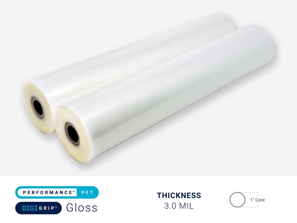 [LFHGL.1.1200.00250] PERFORMANCE PET DIGIGRIP GLOSS 3.0 MIL - 1" CORE | CPI (12" x 250')